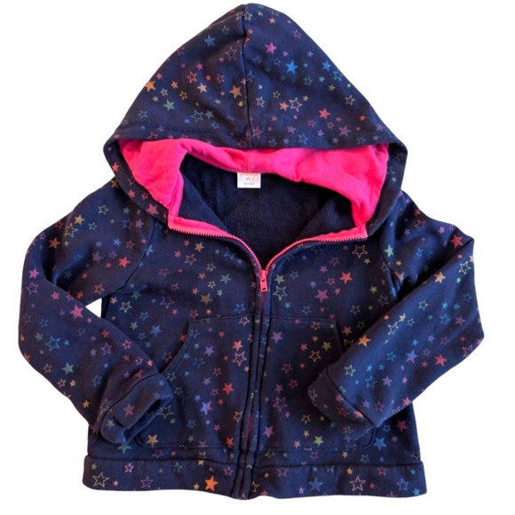 Gymboree Girls Navy Blue Hoodie With Rainbow Stars Pattern Cotton Size 5T - Picture 1 of 6